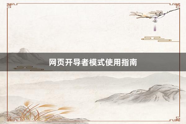 网页开导者模式使用指南